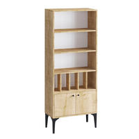 REGAL Bücherregal 8 Regale 2 Türen Eiche Saphir Dekor H175 cm - Pollux - Eschefarben, Holzwerkstoff (30/175/60cm) - Calicosy