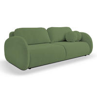 SOFA LOOP Schlaffunktion & Bettkasten PUR-Schaum Schwarze Kunststofffüße skandinavischer Stil lose Rückenkissen freistehend 234x112x86 cm Green - Grün, Holz/Textil (234/86/112cm) - DomoHome