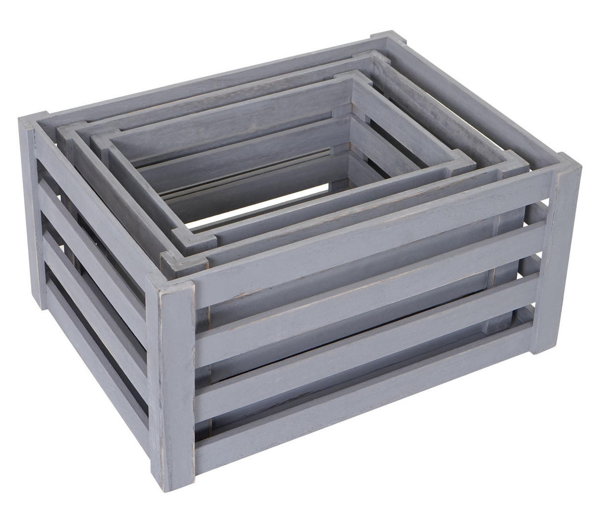 HOLZKISTE 3ER-SET Grau 3er-Set-Set - Grau, Holz (30/41/21cm) - MCW