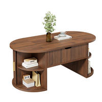 COUCHTISCH in Nussbaum 100/50/40,5 cm aus MDF mit Hubplatte, Schiebetüren, offenen Fächern und Stauraum - Nussbaumfarben, Holzwerkstoff/Metall (50/100/40.5cm) - CHICFURN