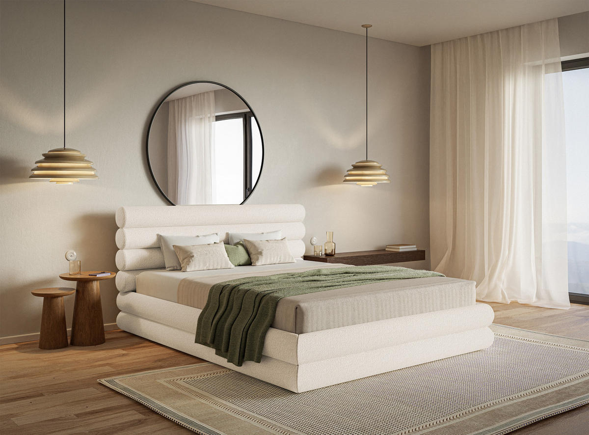 POLSTERBETT Buffalino Cremeweiß Boucle 140/200 cm - Creme, Kunststoff/Textil (140/200cm) - Selsey