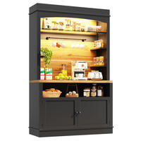 KÜCHENSCHRANK 107x43x184Cm LED Vitrine Regal Schwarz - Schwarz, Metall (107/184/43cm) - FLIEKS