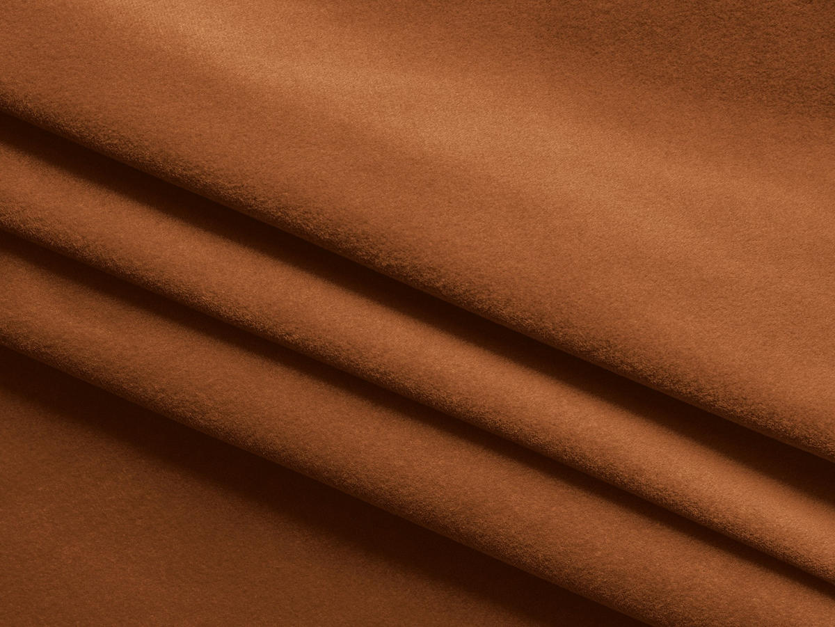 ECKSOFA mit Schlaffunktion Samt Stoff Orange - Terra cotta/Schwarz, Holz/Textil (162/236cm) - Makamii