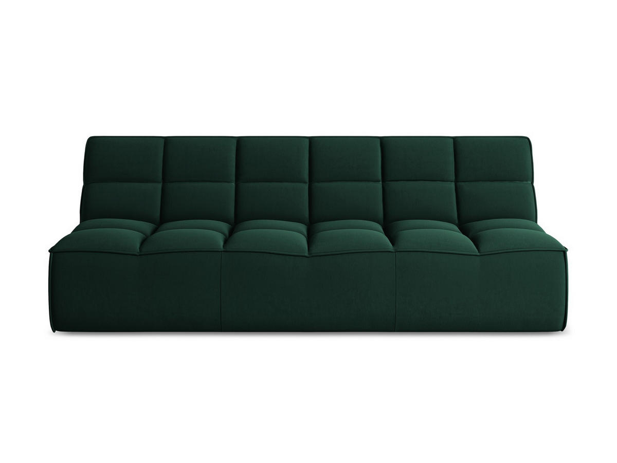3-SITZER SOFA Samt Stoff Grün - Dunkelgrün/Schwarz, Kunststoff/Textil (210/75/93cm) - Makamii