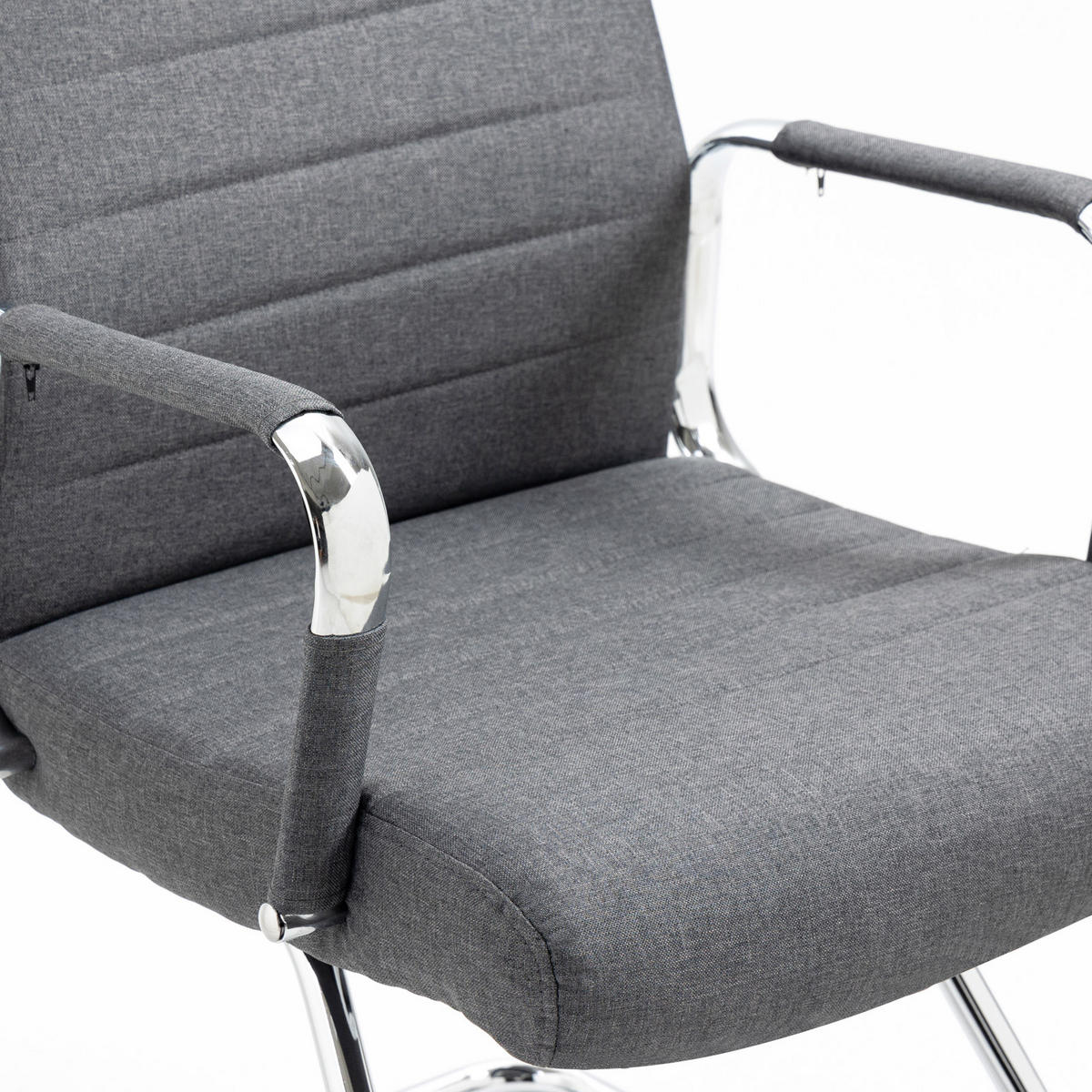 BESUCHERSTUHL OFFICE COMFORT 2er Set Stoff Dunkelgrau - Dunkelgrau/Anthrazit, Textil/Metall (56.5/110/64cm) - SVITA