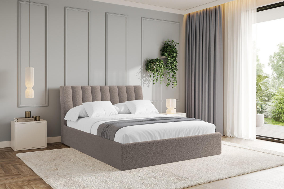 POLSTERBETT mit Bettkasten und Lattenrost, Boxbett ohne Matratze - ILAN 180x200 Braun - Braun, Holzwerkstoff/Textil (180/200cm) - ALTDECOR