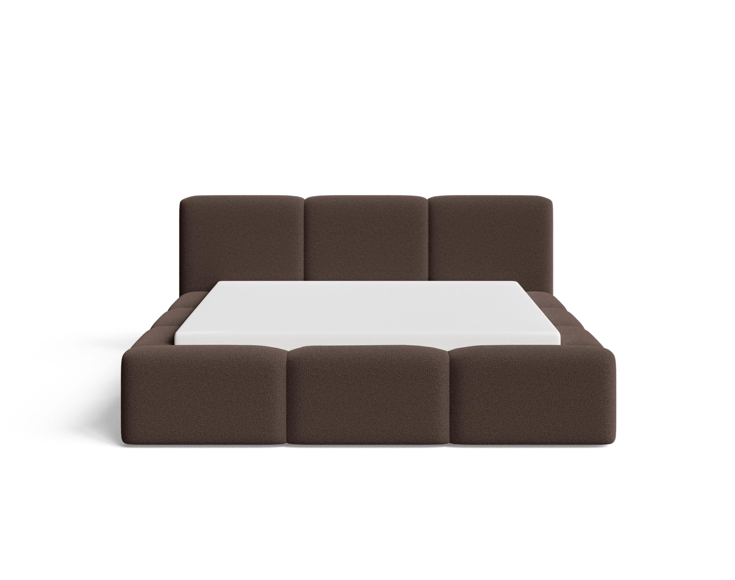 POLSTERBETT 180x200 mit Bettkasten, Lattenrost und Kopfteil, Eleganter Bouclé-Stoffbezug Braun - Braun, Holz (180/200cm) - Chilly
