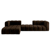 ECKSOFA Modulares In L-Form, Velvet-Stoff Riviera, Schokolade, Links, GRAND 319 cm - Braun, Holz (319/175cm) - Kaiser Möbel