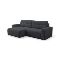 ECKSOFA Palermo mit Schlaffunktion und Bettkasten in Cordstoff - Dunkelgrau, Holz/Holzwerkstoff (245/143cm) - Ravio