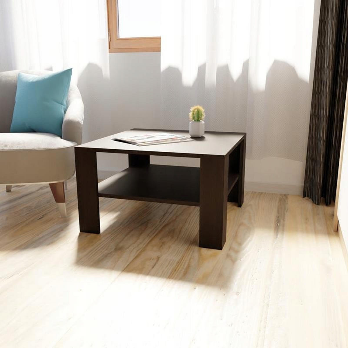 COUCHTISCH NIEDRIG EX3 Wenge 68/68/41 cm - Wengefarben, Holzwerkstoff (68/68/41cm) - Matkam Möbel