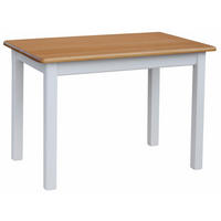KOMA Esstisch KM440761 aus massivem Kiefernholz, 100 × 70 cm, Weiß / Erle gebeizt - Weiß, Holz (70/75/100cm) - Koma