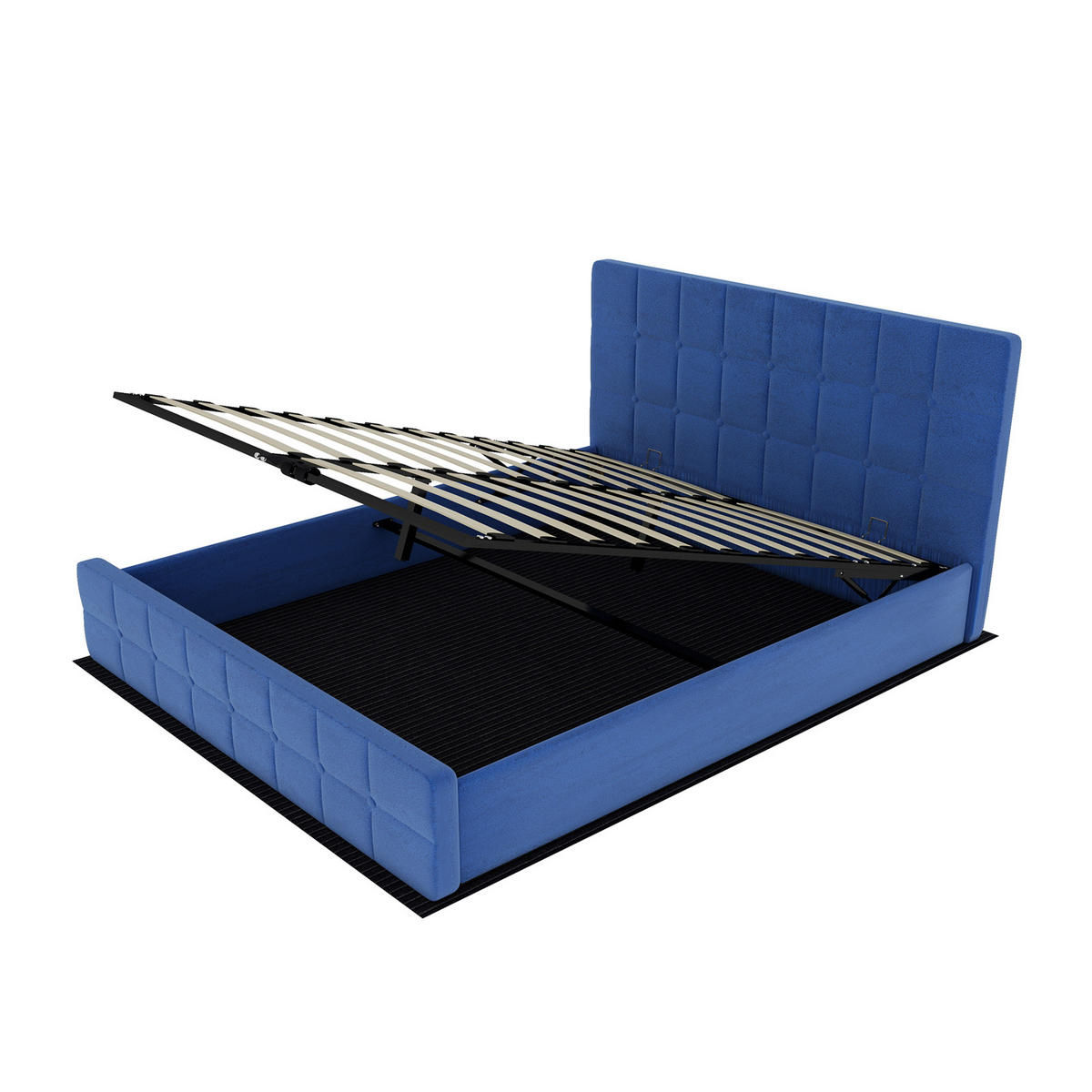 BETT mit gepolstertem Kopfteil 160x200 cm Blau - Blau, Metall (160/200cm) - Meubliv