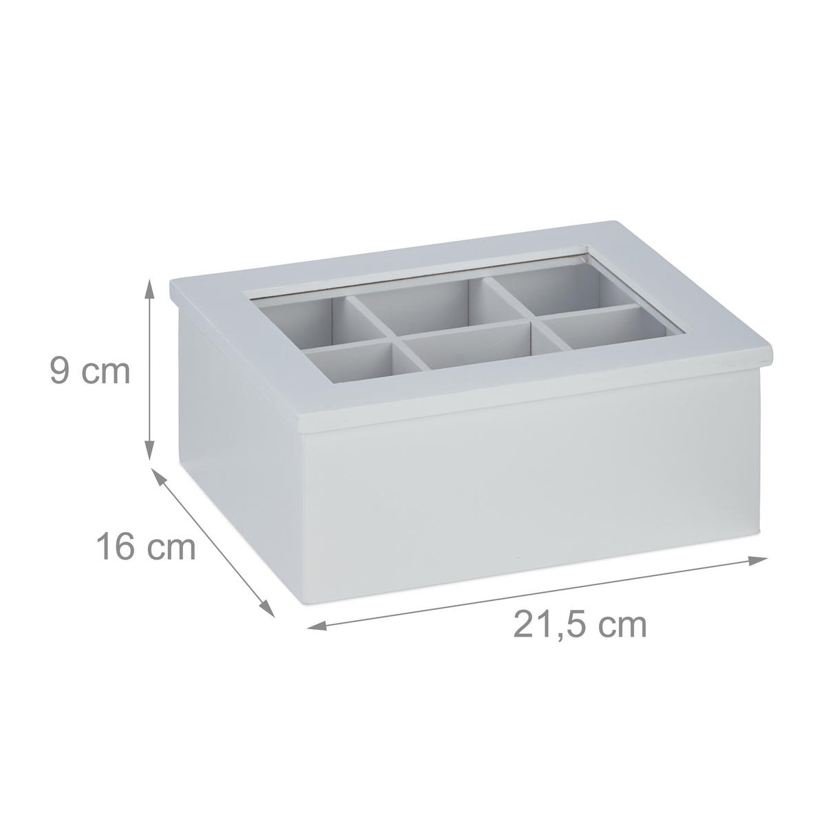 TEEBOX - Weiß, Holz/Kunststoff (21.5/9/16cm) - Relaxdays