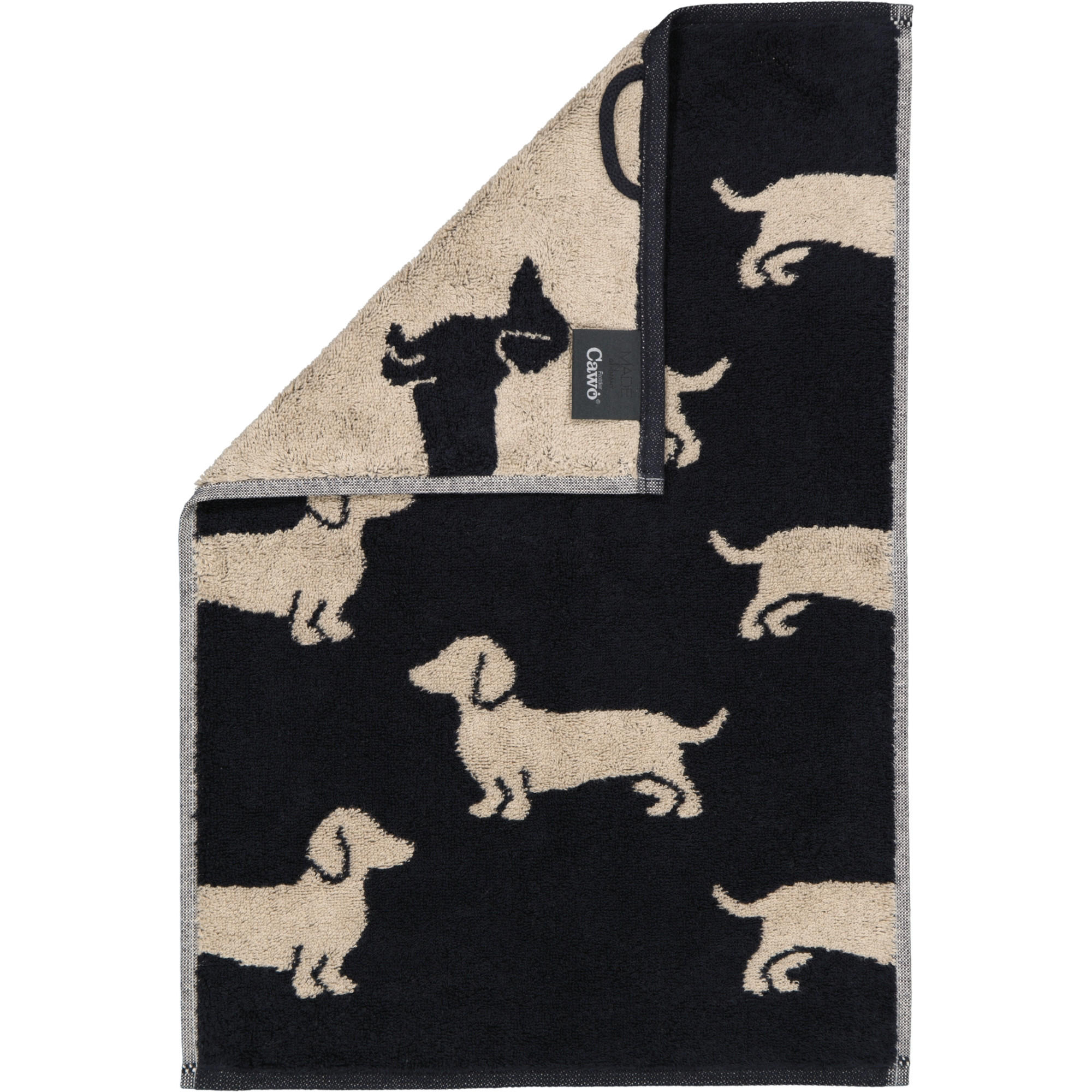 GÄSTETUCH WE LOVE DOGS 6246 SCHWARZ-BEIGE - 93 - Schwarz, Textil (30/50cm) - Cawoe