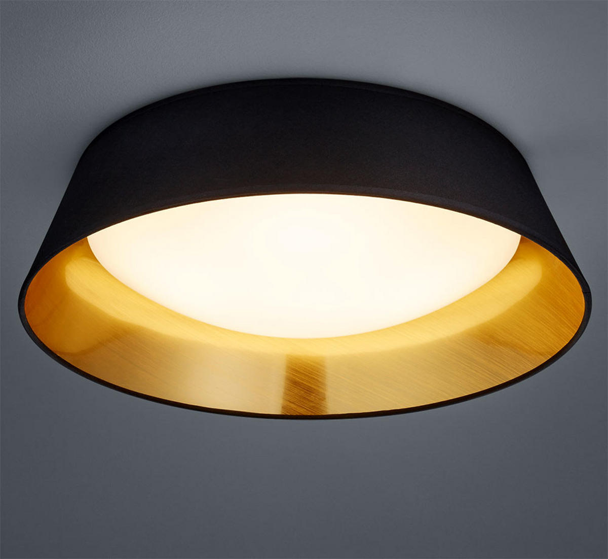 LED DECKENLEUCHTE Ponts Schwarz Gold - Schwarz, Textil (45/45/12cm)