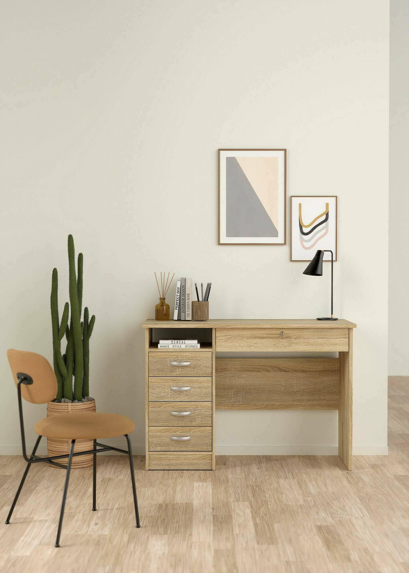 SCHREIBTISCH Eiche 48.5/109.3/75.6 cm - Braun, Holzwerkstoff (48.5/109.3/75.6cm) - DMORA