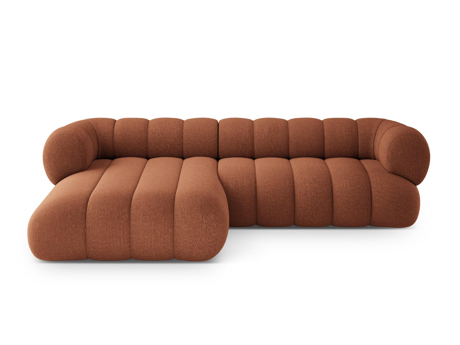 ECKSOFA Koge aus Chenille-Stoff ziegelrot 5 Sitzplätze - Orange, Textil (165/270cm) - Cosmopolitan Design