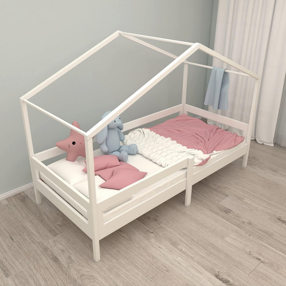 HAUSBETT 90 x 200 cm hoch weiß - Weiß, Holzwerkstoff (90/200cm) - Roba