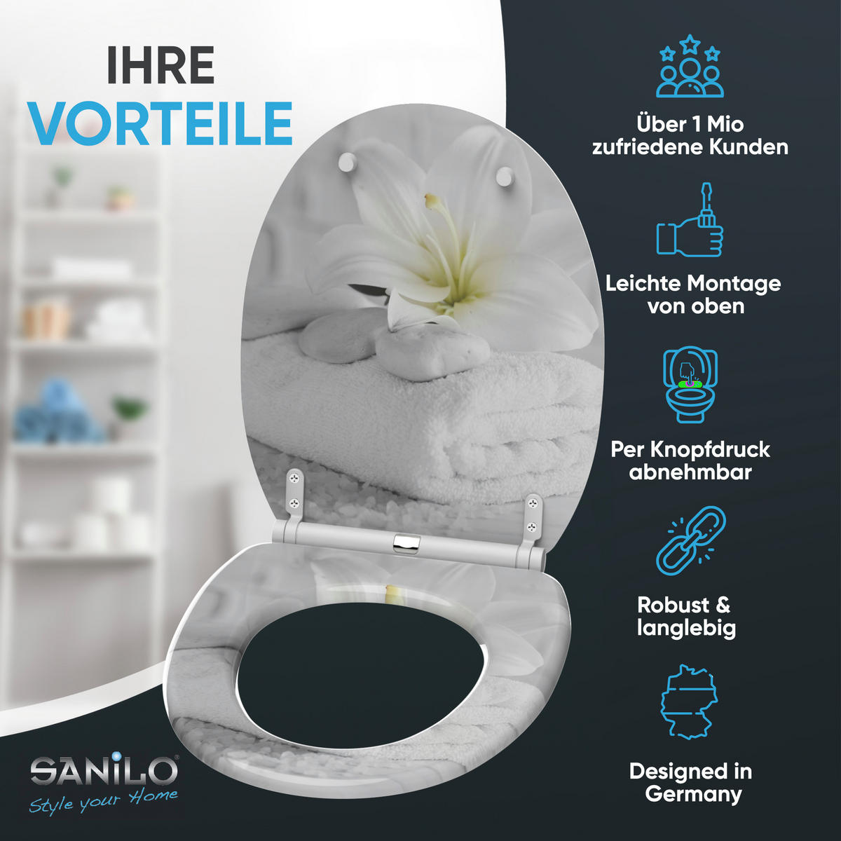 WC-SITZ mit Absenkautomatik & Top Fix Good Feeling - Weiß, Holzwerkstoff (37.7/5.5/48cm) - Sanilo