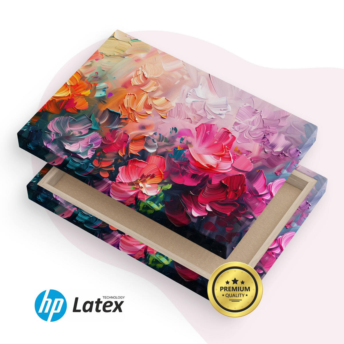 LEINWANDBILD Abstrakte Blumen Malarei 100x70 cm - Türkis/Blau, Textil (100/70cm) - Muralo