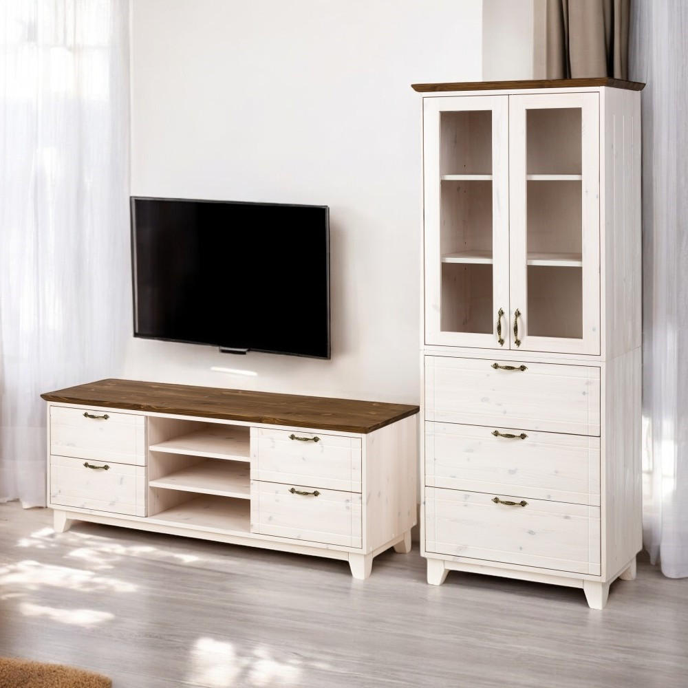 LOWBOARD 154 cm - Dunkelbraun/Weiß, Holz (154/58/47cm) - MSL wooden furniture