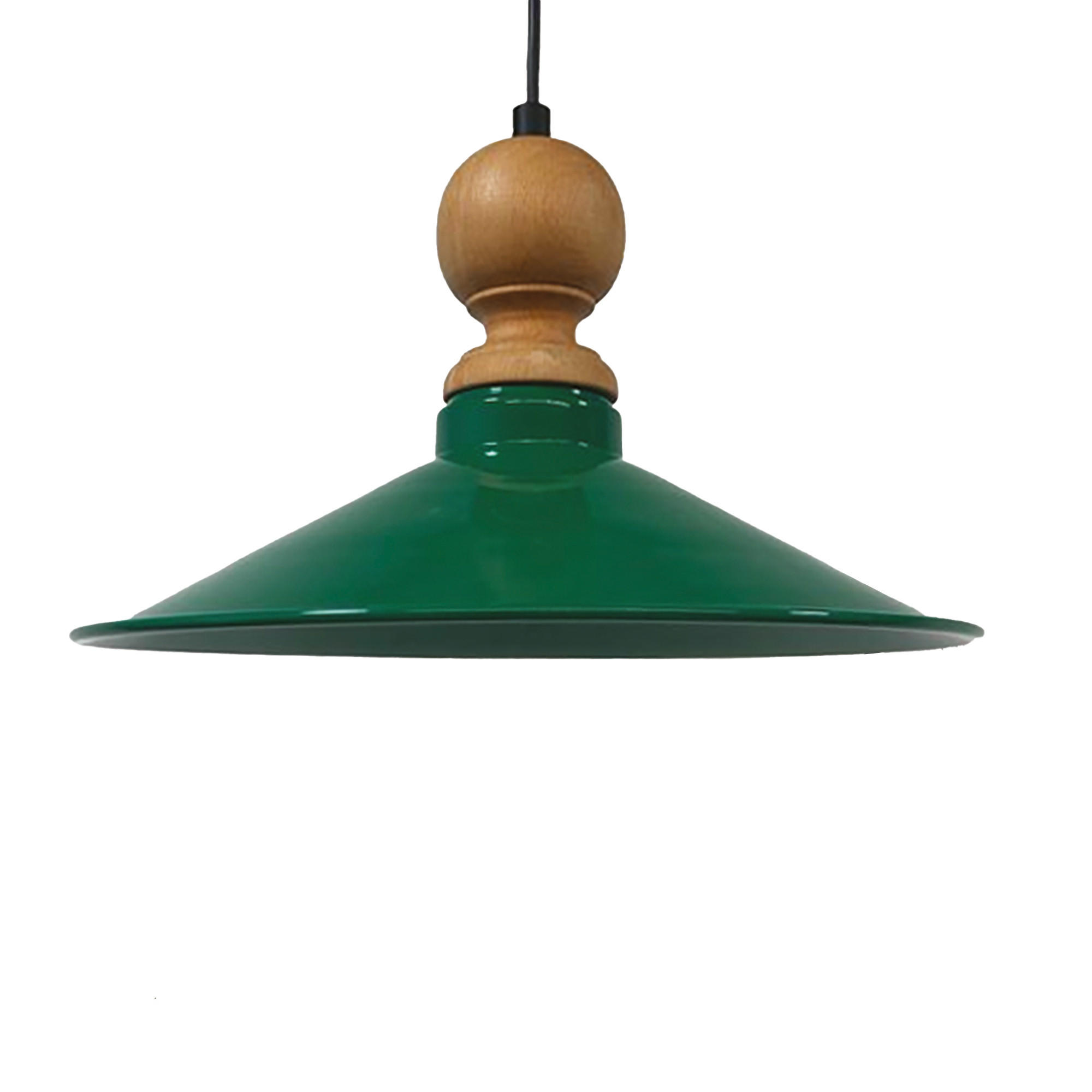 PENDELLEUCHTE Ferh 35/20 cm - Dunkelgrün, Holz/Metall (35/20cm) - Bamyum