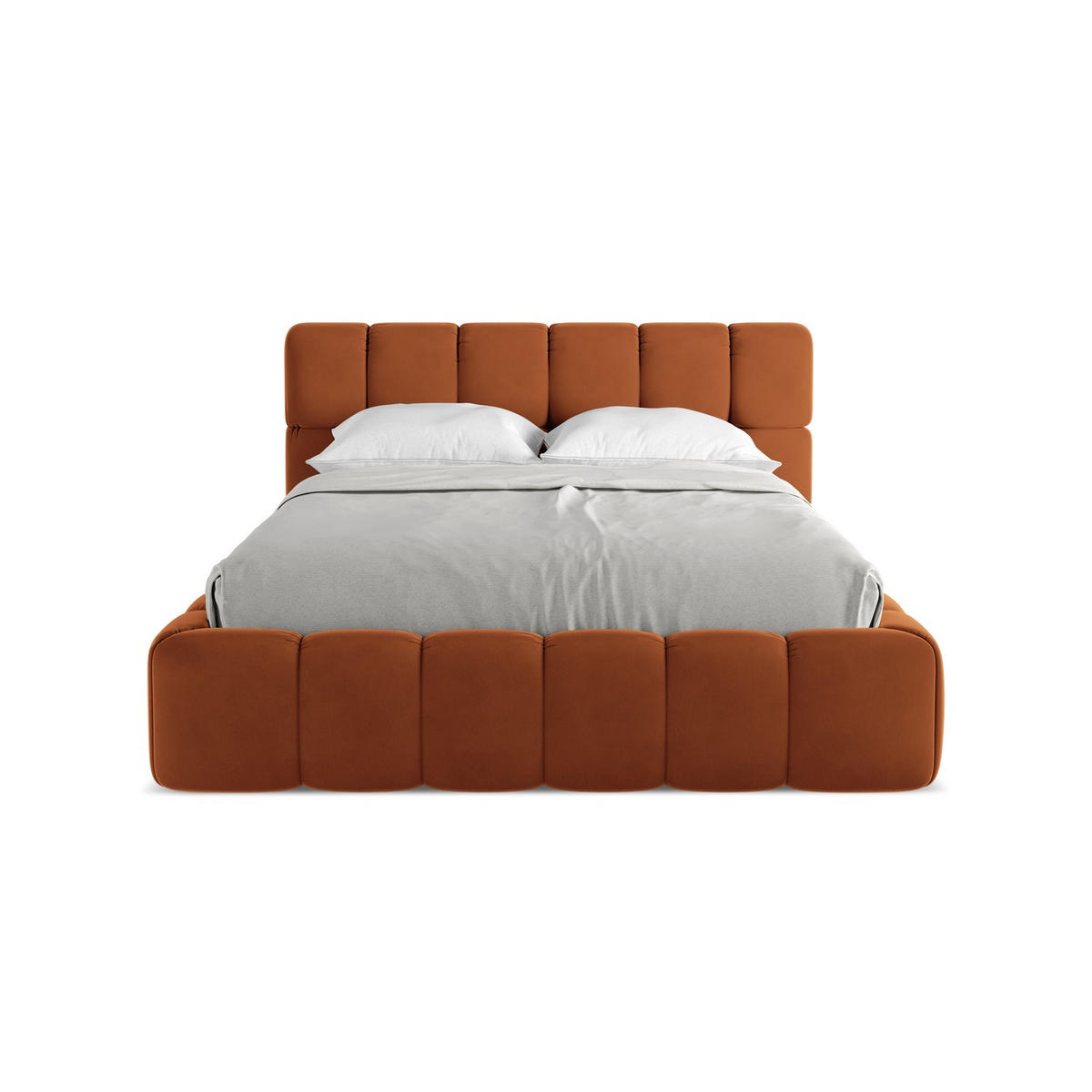POLSTERBETT mit Bettkasten und Lattenrost 160x228 Orange - Terracotta/Schwarz, Kunststoff/Textil (140/200cm) - LaMiaSofa