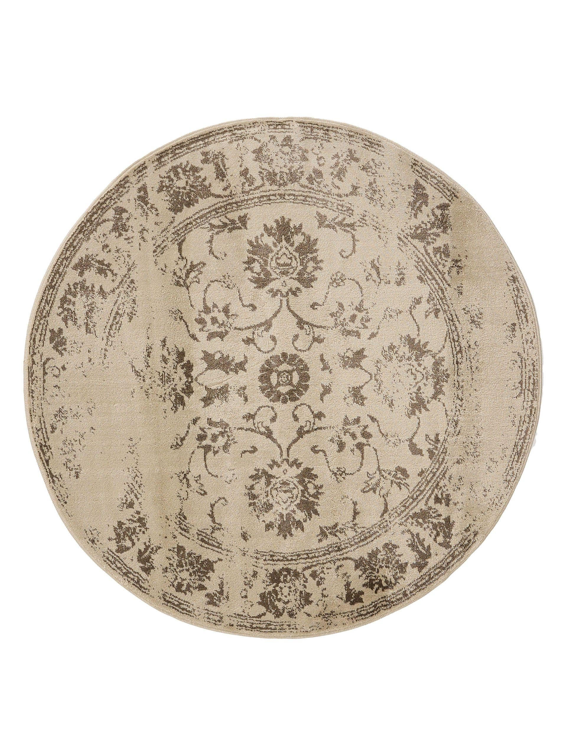 VINTAGE-TEPPICH Suki ø 120 cm rund - Creme/Braun, Kunststoff (120/120cm) - benuta