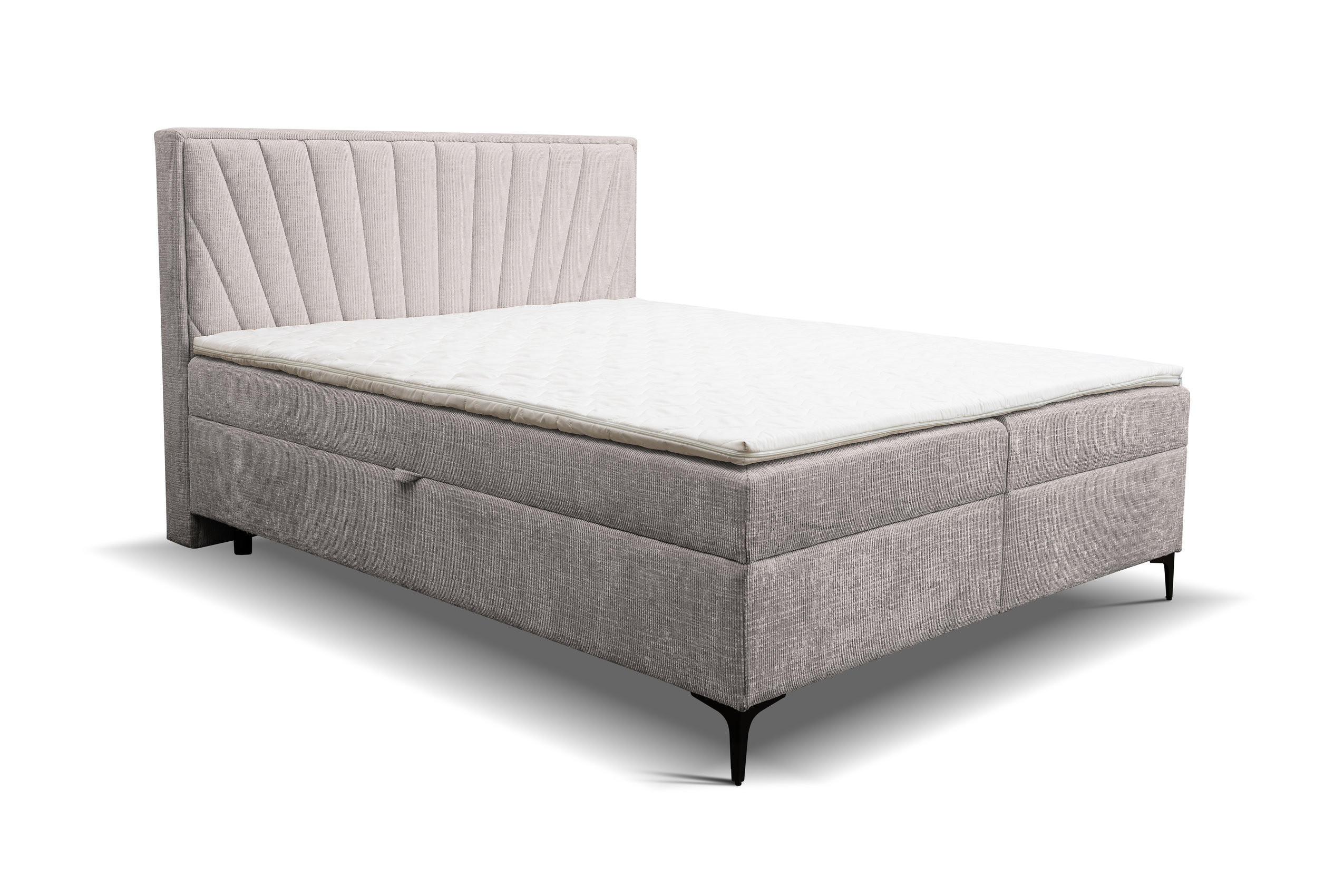 BOXBETT Cimone mit 2 Bettkästen, Maße: 180x200 cm, Farbe: Beige , Velourstoff, mit Bonell-Matratze inkl. Topper - Beige, Holz/Kunststoff (180/200cm) - VENASI MÖBEL