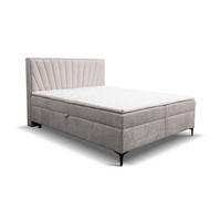 BOXBETT Cimone mit 2 Bettkästen, Maße: 180x200 cm, Farbe: Beige , Velourstoff, mit Bonell-Matratze inkl. Topper - Beige, Holz/Kunststoff (180/200cm) - VENASI MÖBEL