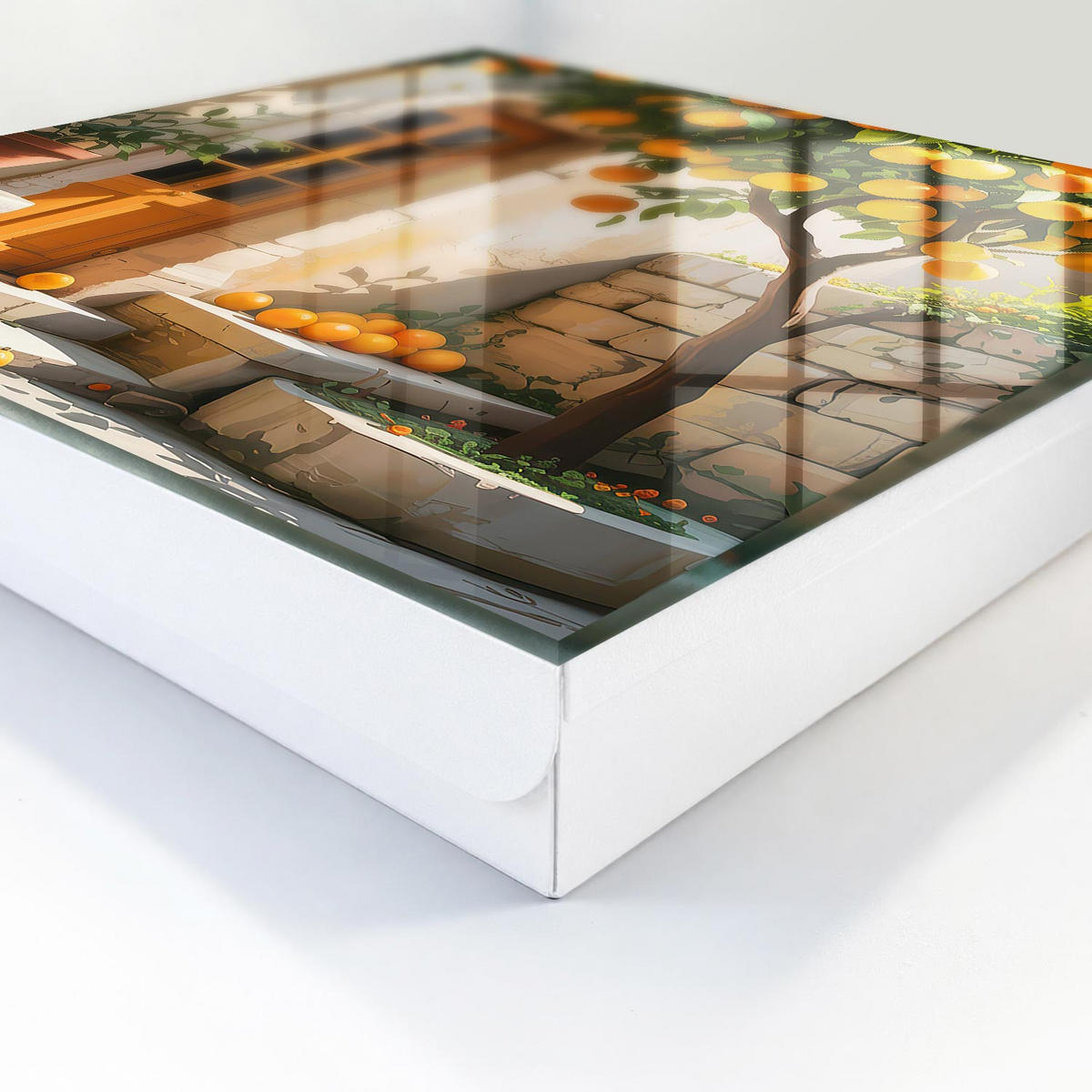SCHLÜSSELBOX Weiß 30x30 cm – Türöffnung nach rechts - Orangengarten - Orange, Metall (30/30/5cm) - TULUP