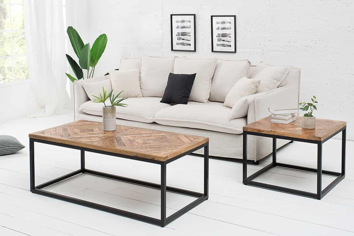 COUCHTISCH INFINITY HOME Mango rechteckig Natur|Schwarz 100cm - Schwarz/Braun, Holz/Metall (50/100/45cm) - riess-ambiente