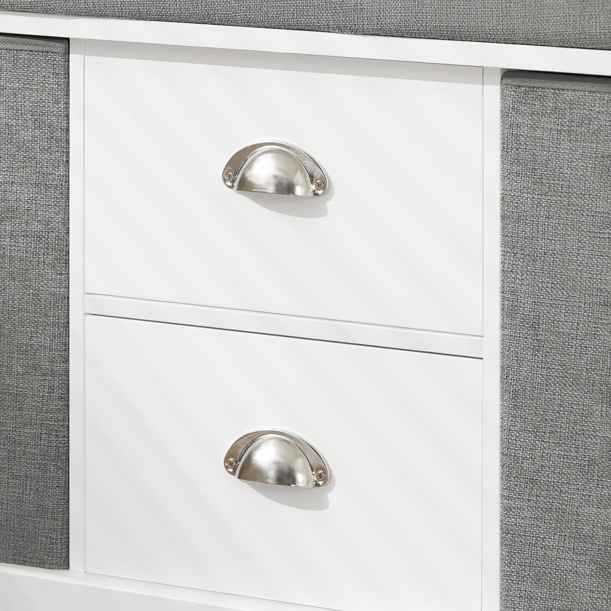 SCHUHBANK Grau - Weiß, Holzwerkstoff (100/50/35cm) - SoBuy