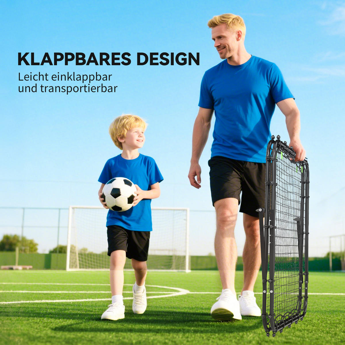 FUSSBALLTOR DE-10447 verstellbar, klappbar, 100x68-95 cm Schwarz - Schwarz, Metall (95/100cm) - ComfortXL