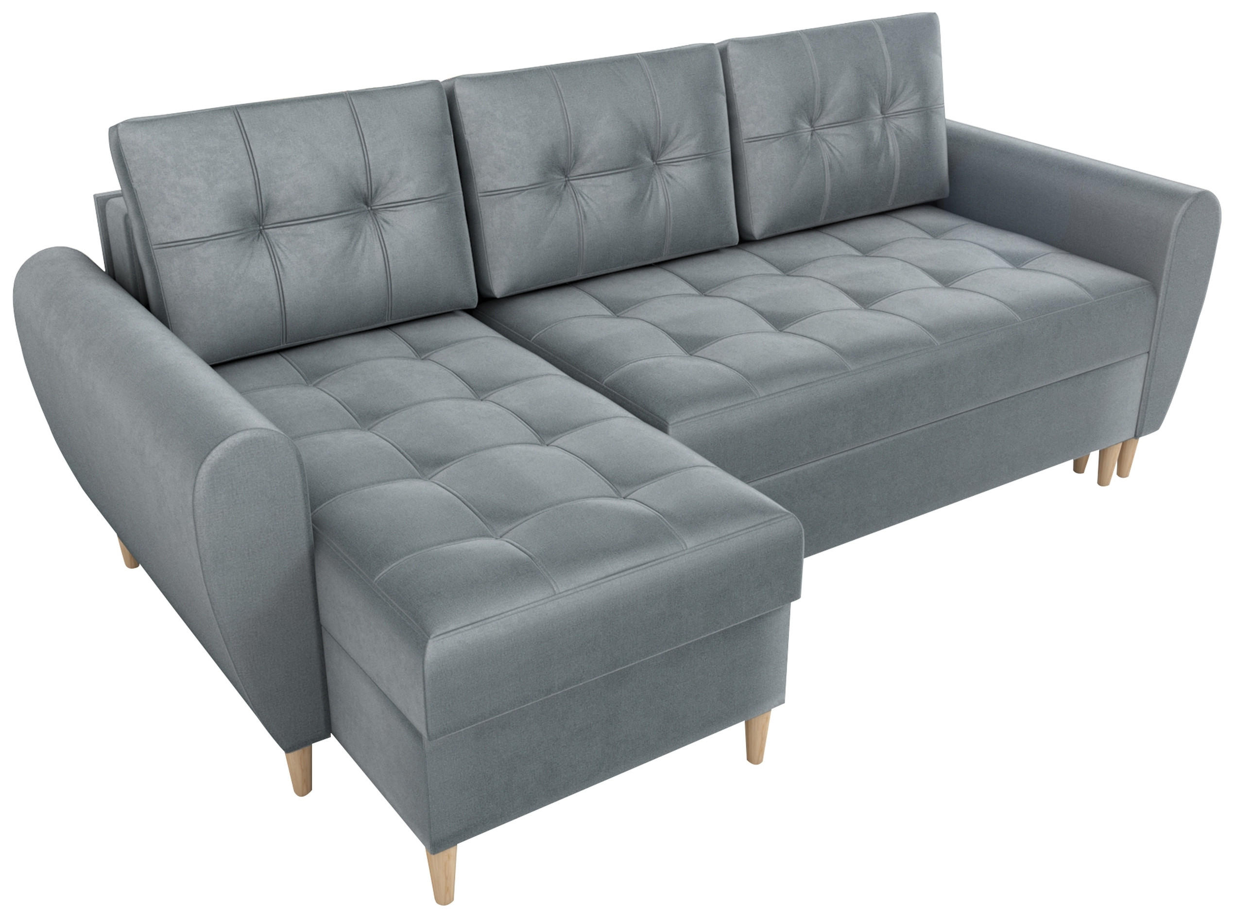 ECKSOFA Henry mit Schlaffunktion Grau Samtstoff - Grau, Textil (232/141cm) - Bromarkt
