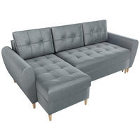 ECKSOFA Henry mit Schlaffunktion Grau Samtstoff - Grau, Textil (232/141cm) - Bromarkt