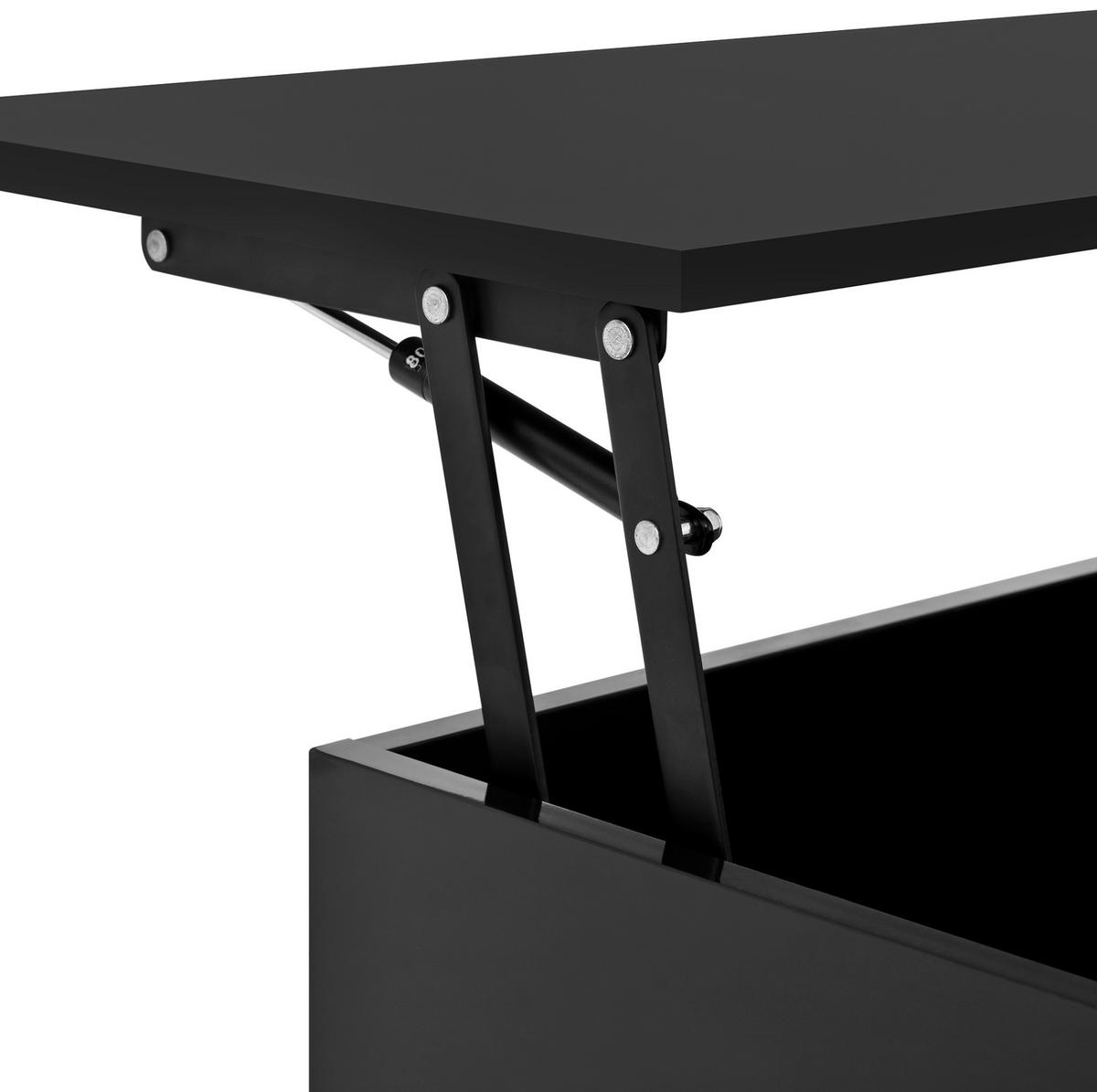 COUCHTISCH 78/78/45,5-59,5 cm mit LED-Beleuchtung und höhenverstellbarer Platte - Schwarz, Holzwerkstoff (78/78/59.5cm) - Flora Grace