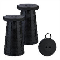 2XTELESKOPHOCKER - Schwarz, Kunststoff (25/44.5/25cm) - Relaxdays