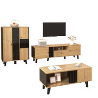 SIDEBOARD 80/120/40 cm in Holzfarben/Schwarz mit Glastüren und LED-Beleuchtung - Naturfarben, Holzwerkstoff (80/40/120cm) - Flora Grace