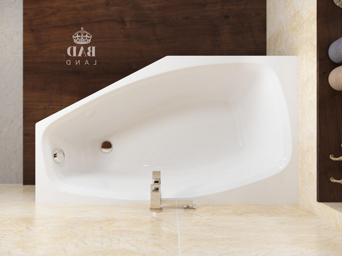 BADEWANNE Eckwanne MARIKA 140/80 Links mit Styro Ablauf Füße - Weiß, Kunststoff (80/53.5/140cm) - bad land