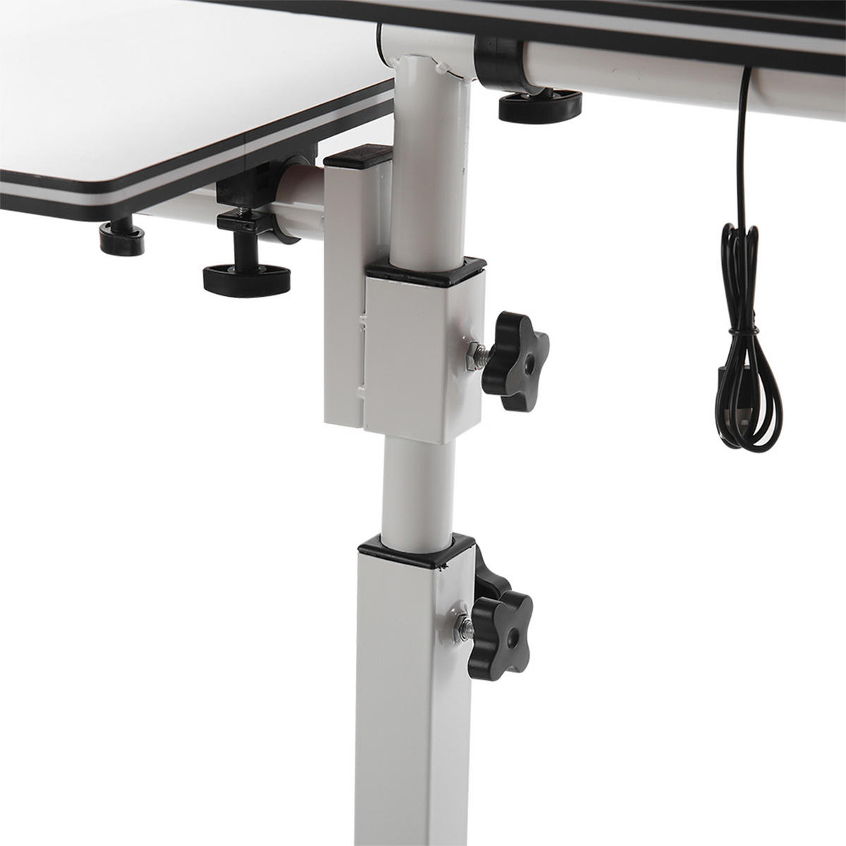 LAPTOPTISCH mit Rad in Weiß Höhen- und Winkelverstellbarer mobiler - Weiß, Metall (40/44/89cm) - Livingandhome