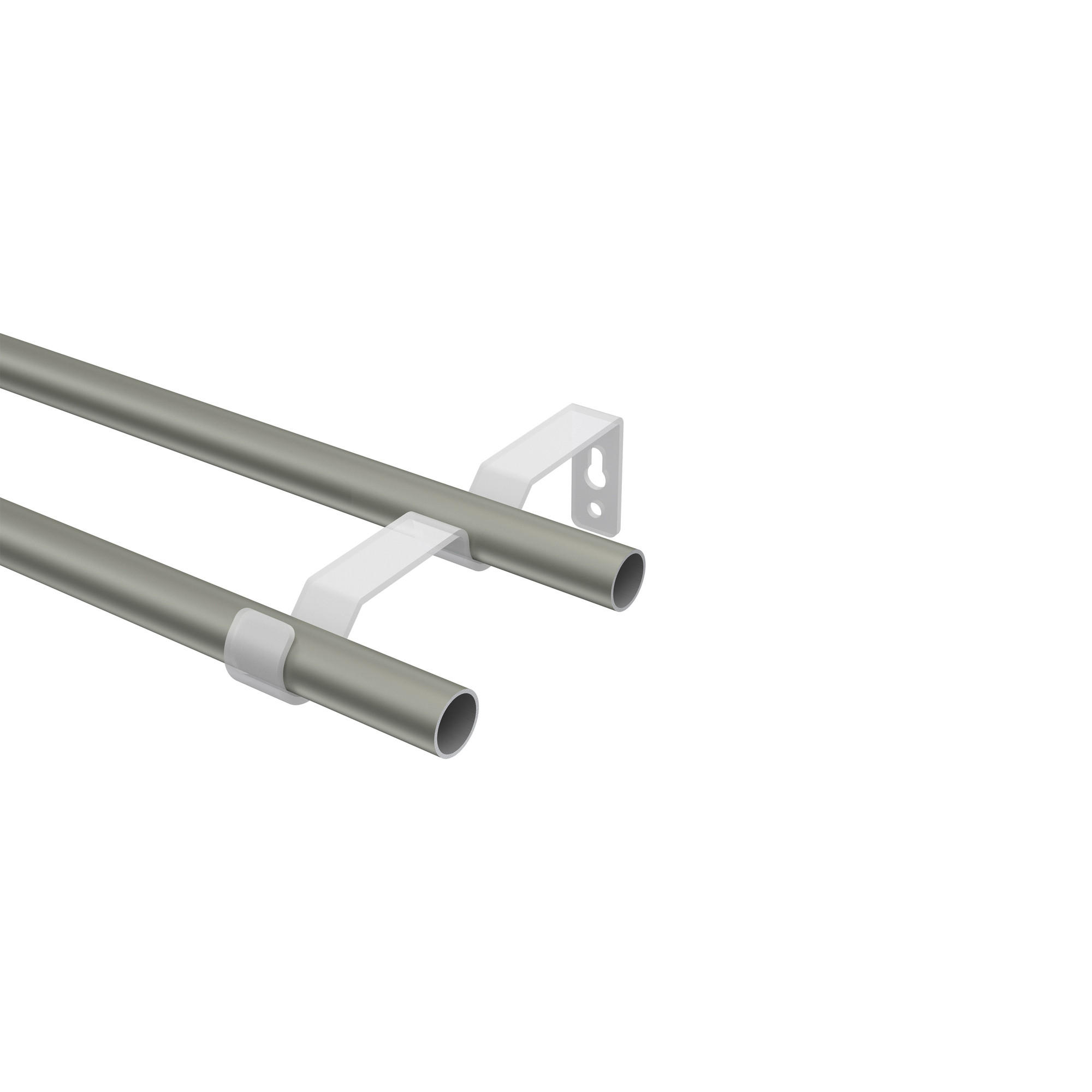 GARDINENSTANGE Olymp Allegra 280 cm (geteilt in 2 x 140 cm), 2-läufig (ohne Ringe), 16 mm Ø Chrom matt - Chromfarben/Nickelfarben, Metall (280cm) - INTERDECO