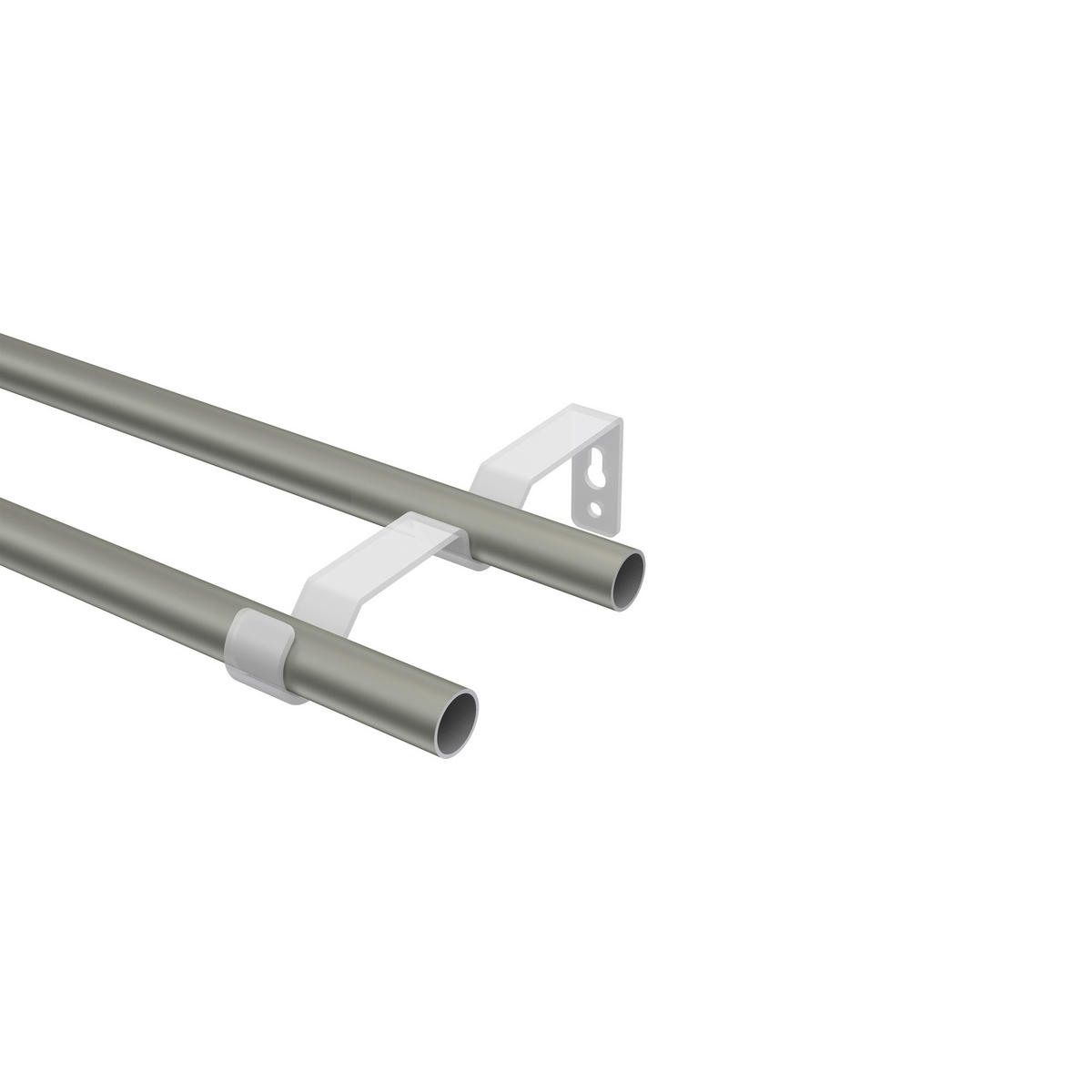 GARDINENSTANGE Olymp Lucan 520 cm (geteilt in 4 x 130 cm), 2-läufig (ohne Ringe), 16 mm Ø Chrom matt - Chromfarben/Nickelfarben, Metall (520cm) - INTERDECO