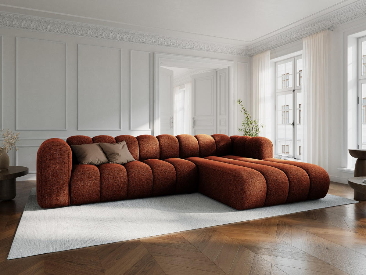 ECKSOFA modular rechts Lupine aus Chenille-Stoff terrakotta 4 Sitzplätze - Terracotta, Textil (177/290cm) - Micadoni