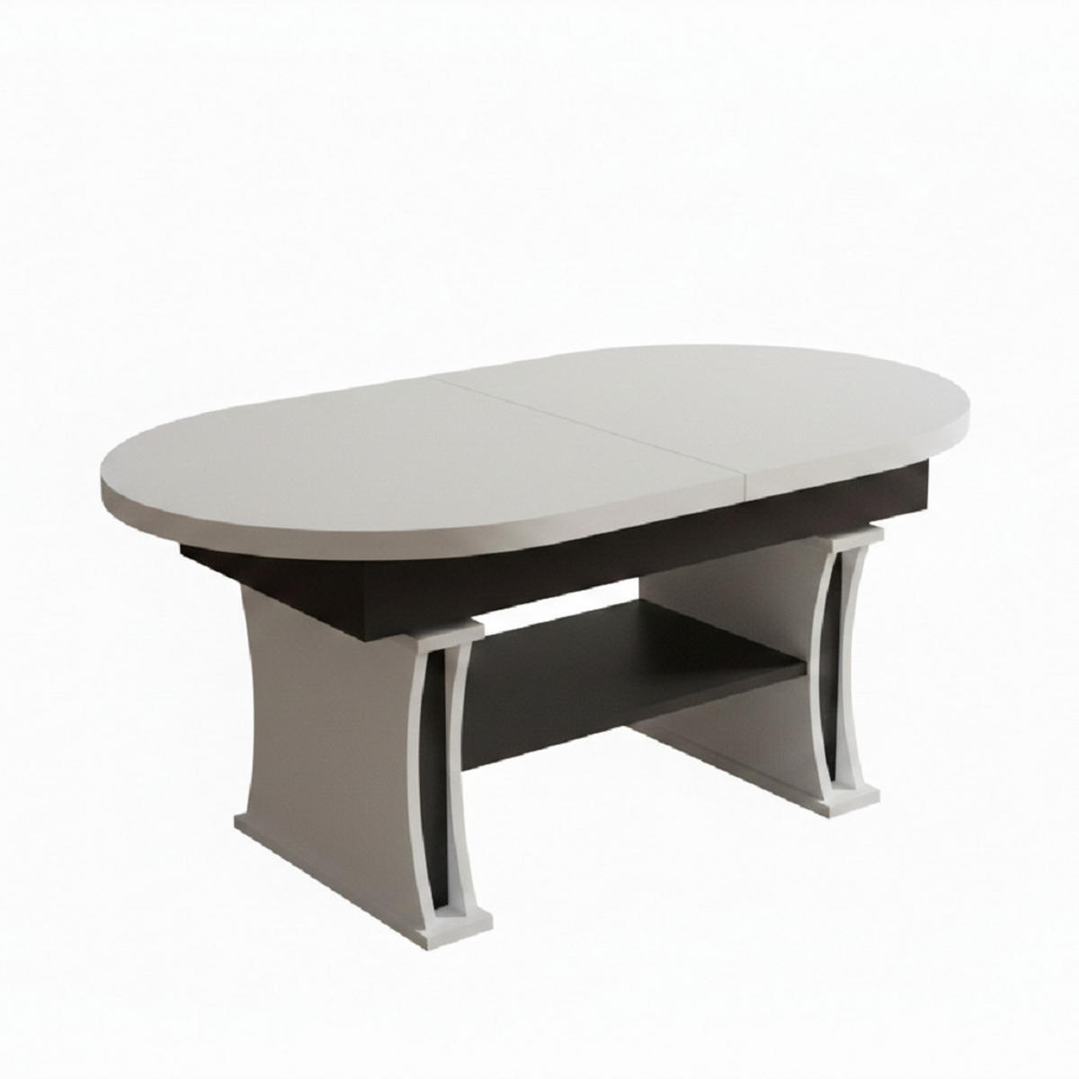 COUCHTISCH oval ausziehbar höhenverstellbar Ablage 130/80/60 cm - Schwarz/Weiß, Holzwerkstoff (80/130/60cm) - designimpex