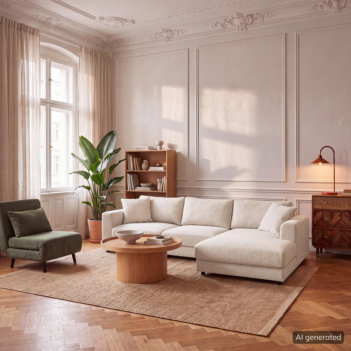 ECKSOFA mit Longchair - Beige/Schwarz, Holz/Kunststoff (286/183cm) - home24