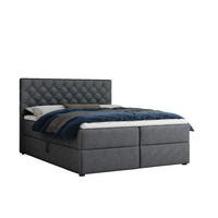 BOXBETT MIRAMI 180/200 Dunkelgrau mit Bonell-Federkernmatratzen H3 (60-90 kg) - Dunkelgrau, Holz/Holzwerkstoff (180/200cm) - Deine Möbel 24