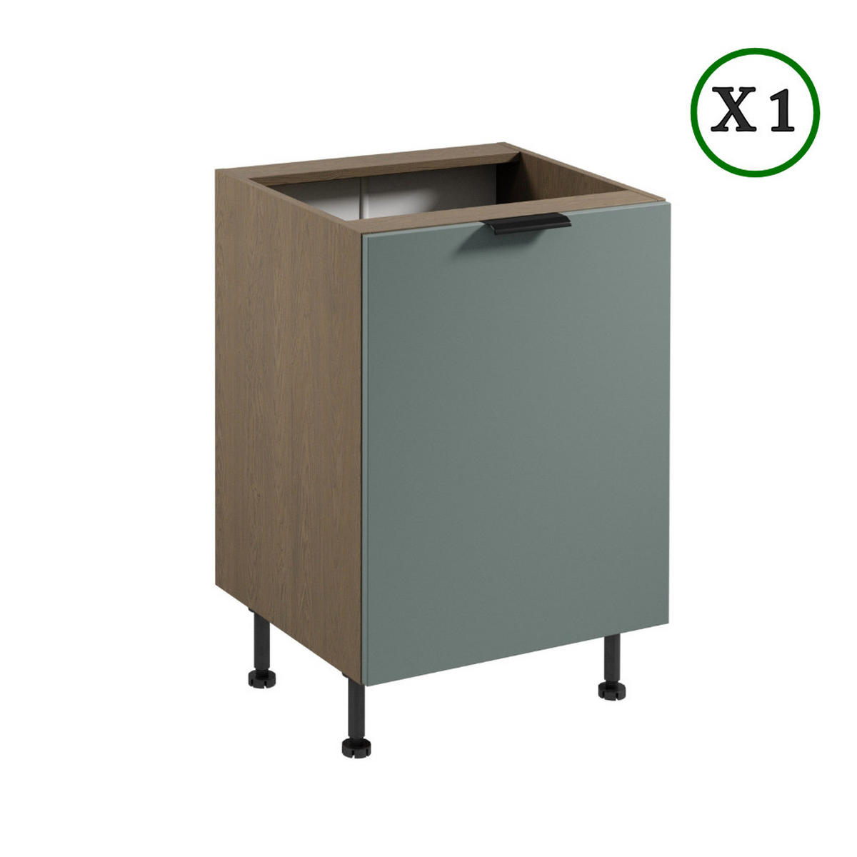 KÜCHENZEILE 330 cm - Sorento K43-M330 - in Grün / Eiche - Schwarz/Grün, Holzwerkstoff/Metall (330/247/58cm)