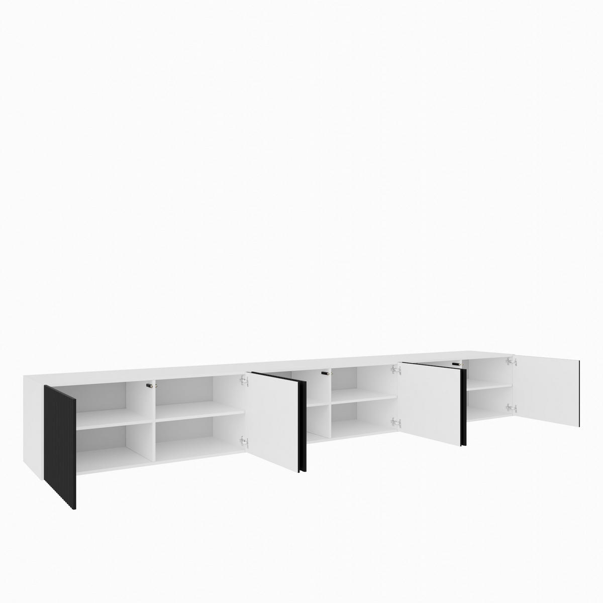LOWBOARD VAREN 300/41/40 cm, Hängender TV-Schrank Weiß / Schwarz - Schwarz/Weiß, Holzwerkstoff (300/41/40cm) - MASSENO