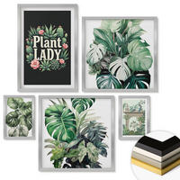 WANDBILDER 5er Set - 50x50 cm & 20x30 cm & 40x60 cm Silberner Rahmen - Japanische Natur und Japandi-Stil - Silberfarben, Kunststoff (40/60cm) - ArtPrintCave